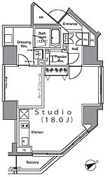 パークハビオ麻布台 ワンルームの間取図画像