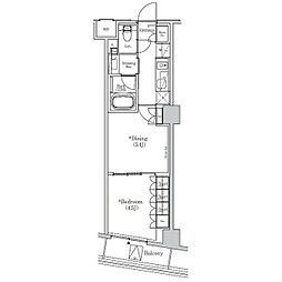 ザ・パークハビオSOHO市谷左内町 1DKの間取図画像
