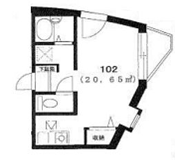 ヴェリテ東松原 1階ワンルームの間取り