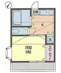 メゾンドモンネジェ 1Kの間取図画像
