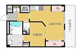 サンリスタ守口 1LDKの間取図画像