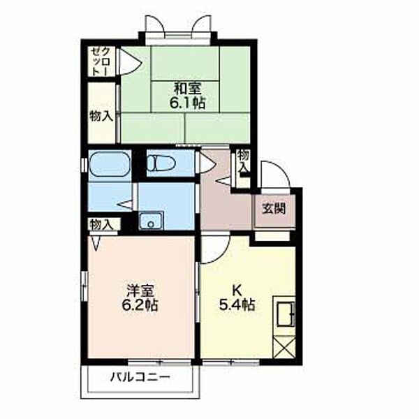 モンテリブロ 102｜新潟県長岡市蓮潟４丁目(賃貸アパート2K・1階・44.34㎡)の写真 その2