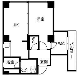JLBグランエクリュ中野坂上 1DKの間取図画像