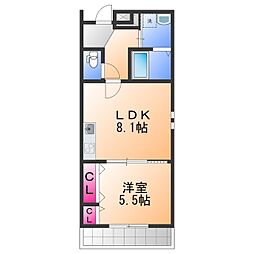 岸和田市藤井町2丁目アパート 1LDKの間取図画像