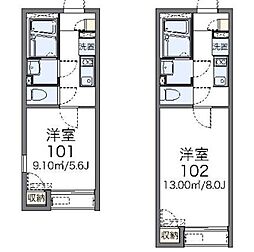 レオネクストゼフィール 1Kの間取図画像