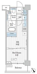 パークアクシス門前仲町テラス 1DKの間取図画像