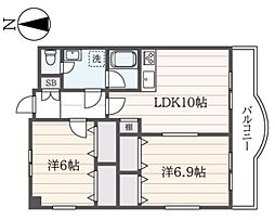 アルカディア東戸塚 2LDKの間取図画像