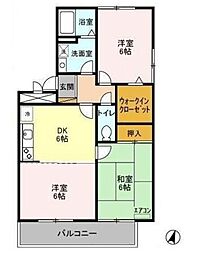 リヴィエール 3DKの間取図画像