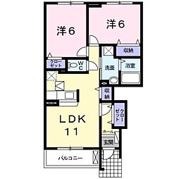 さくらB棟 2LDKの間取図画像