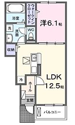 ヒカルサ大宮南中丸サウス 1LDKの間取図画像