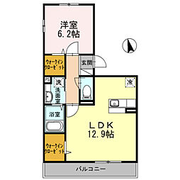 パルコート2 1LDKの間取図画像