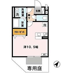 シェルズレイク日根野B ワンルームの間取図画像