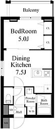 ParkWoods戸越公園 1DKの間取図画像