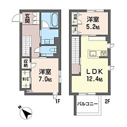 フォレクレール 101 1階2LDKの間取り