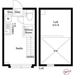 ハーモニーテラス高井戸西 1階ワンルームの間取り