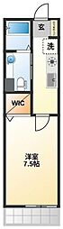 スリーズ国立 1Kの間取図画像