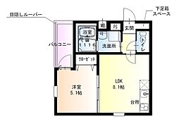 フジパレス塚本駅東 1LDKの間取図画像