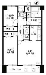 アステリオン松濤 2LDKの間取図画像