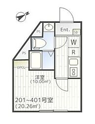 THE PARK EXIA 大崎 1Kの間取図画像