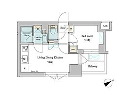 江東区深川2丁目マンション 1LDKの間取図画像