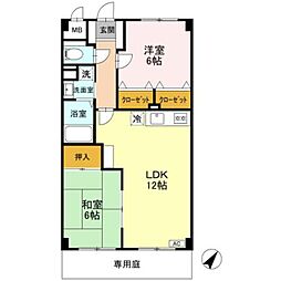 グランデ朝日 2LDKの間取図画像