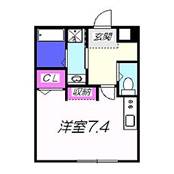 エヌエムキャラントヌフ ワンルームの間取図画像