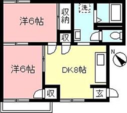 マリンハイツ 2DKの間取図画像