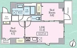 ザ・ルーム 9階2LDKの間取り