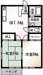 サンビレッジ 2DKの間取図画像
