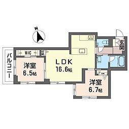 ソレイユ ルヴァン 2LDKの間取図画像