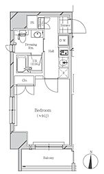 フトゥールス南麻布 1Kの間取図画像