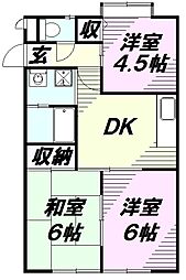 クレールメゾンA 3DKの間取図画像