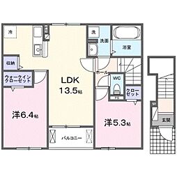 サンリットII (和歌山市内原) 2LDKの間取図画像