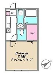 グランドール深大寺 1Kの間取図画像