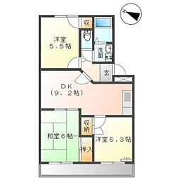 サンメイツ福田 3DKの間取図画像
