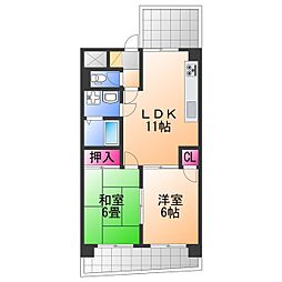 ディアメゾンなかもず 2LDKの間取図画像