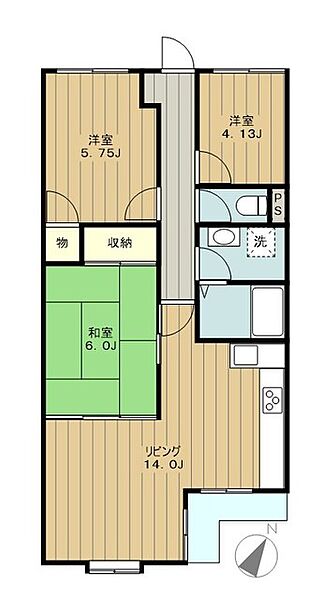 神奈川県大和市つきみ野８丁目(賃貸マンション3LDK・2階・63.12㎡)の写真 その2