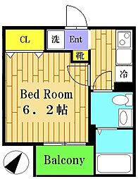 リヴテラス稲田堤 1Kの間取図画像