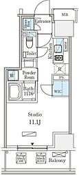 パークアクシス赤坂 ワンルームの間取図画像