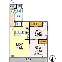 サフィール 2LDKの間取図画像
