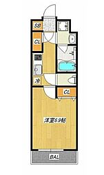 ハーモニーレジデンス東京アーバンスクエア 1Kの間取図画像