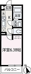 スカイシティII 1Kの間取図画像