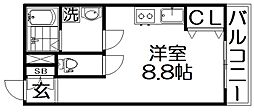 DRSchouchouNakamiyaEAST ワンルームの間取図画像