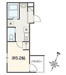 MELDIA大宮 1Kの間取図画像