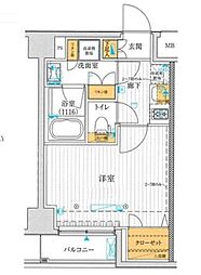 プレール・ドゥーク西新宿5丁目 1Kの間取図画像