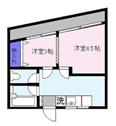 ハイツ北野 2DKの間取図画像