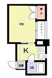 ヴィラ富士見台 1Kの間取図画像