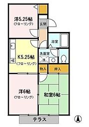 セジュールブライト2 3Kの間取図画像