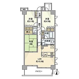 小田急小田原線 厚木駅 徒歩9分の賃貸マンション 3階3LDKの間取り