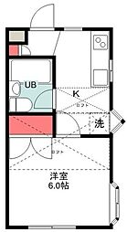オークガーデン60A 1Kの間取図画像